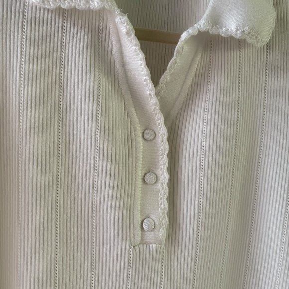 Knit Top Pointelle White sz Medium - Picture 2 of 6
